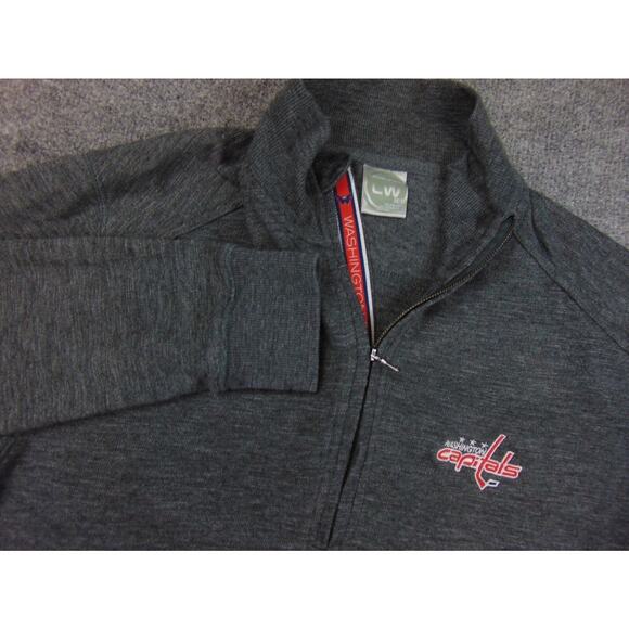 Washington Capitals Sweater Mens Med Gray Quarter Zip Knit Hockey - Picture 1 of 9